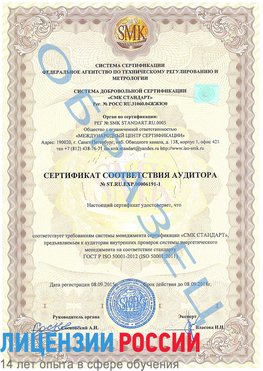 Образец сертификата соответствия аудитора №ST.RU.EXP.00006191-1 Приморско-Ахтарск Сертификат ISO 50001